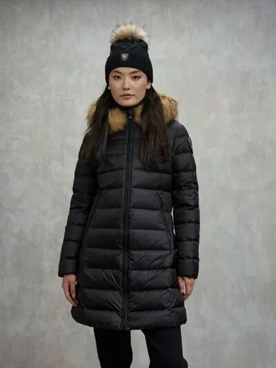 LONG DOWN JACKET WITH FUR KRISTIN - Blauer