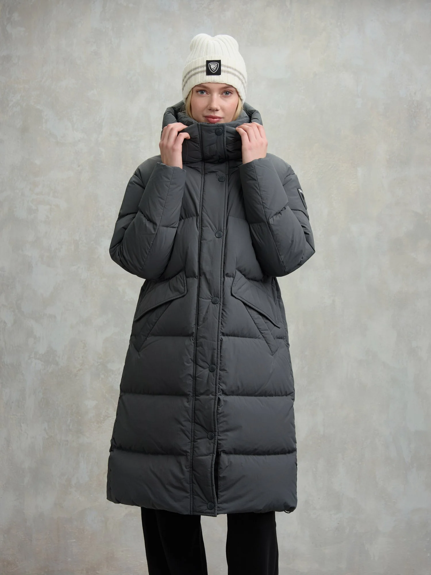 【希少】kolor 20aw Four Pieces Docking Coat WOMEN's Lena Long Down Jacket Four Pockets | Blauer ®