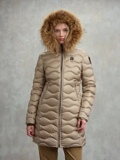 PIUMINO LUNGO AD ONDE CON PELLICCIA LYNEL