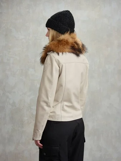 WOMEN's Biker Jacket With Fur Cherry | Blauer ®