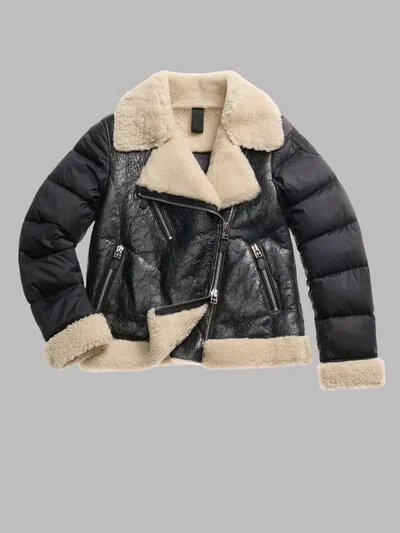 SHEEPSKIN AND NYLON BIKER JACKET CANDOR_1