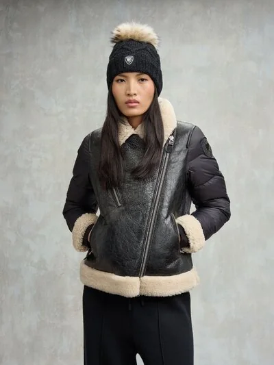 SHEEPSKIN AND NYLON BIKER JACKET CANDOR - Blauer