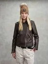 Blauer - LEATHER BIKER JACKET ANN - Chestnut - Blauer