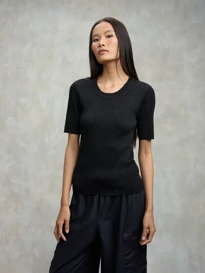 CREW NECK RIBBED SWEATER SHARON