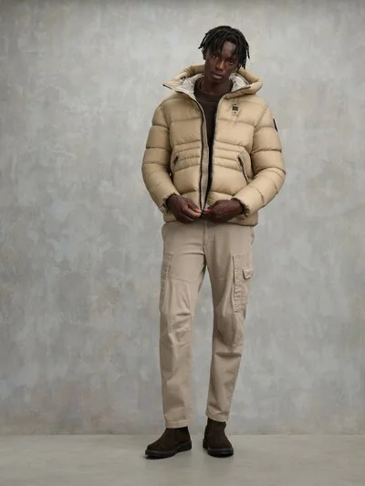 B.Department's Down Jacket In Crinkled Nylon Auburn | Blauer ®