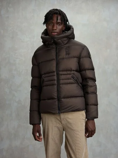 DOWN JACKET IN CRINKLED NYLON AUBURN