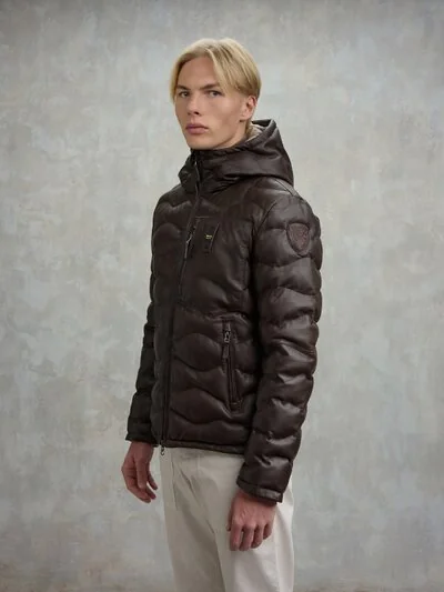 DROHAN WAVE-PATTERN LEATHER JACKET - Blauer