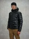 Blauer - DROHAN WAVE-PATTERN LEATHER JACKET - Black - Blauer