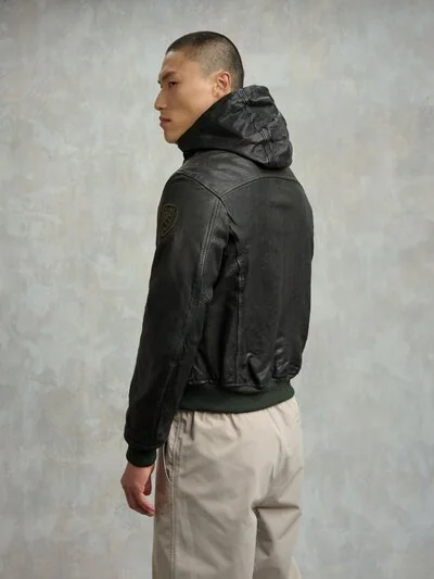 Men's Alder Leather Jacket With Hood | Blauer ®