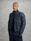 Blauer - PITSMOOR LEATHER JACKET WITH CHEST POCKET - Blue - Blauer