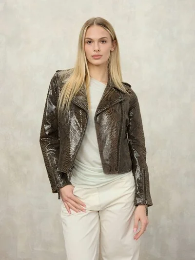 STUDDED CHERRY LEATHER JACKET