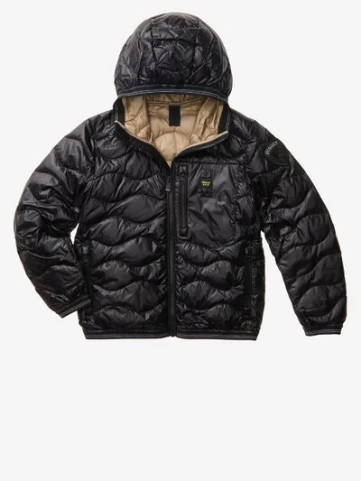 DOWN JACKET WITH HOOD AND POCKET WAVE JUNIOR - Blauer