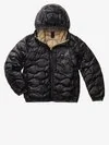Blauer - DOWN JACKET WITH HOOD AND POCKET WAVE JUNIOR - Black Inside Natural Beige - Blauer