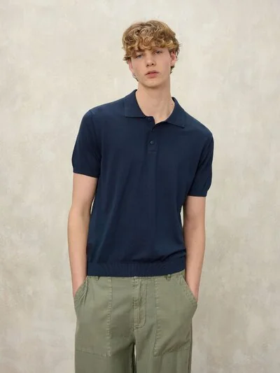 YARN-DYED POLO SHIRT CUSTER - Blauer