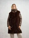 SHORT JACKET IN NYLON AND ECO-FUR ASPEN - Zoom