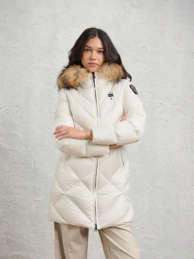 ALTHEA LONG DOWN JACKET WITH GEOMETRIC LINES