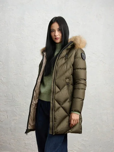 ALTHEA LONG DOWN JACKET WITH GEOMETRIC LINES