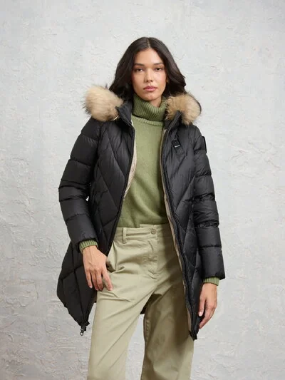 ALTHEA LONG DOWN JACKET WITH GEOMETRIC LINES