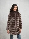 LONG DOWN JACKET IN GLOSSY VELVET VELLY LONG - Zoom