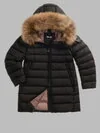LONG QUILTED JACKET WITH ECO-FUR KRISTIN JUNIOR - Zoom