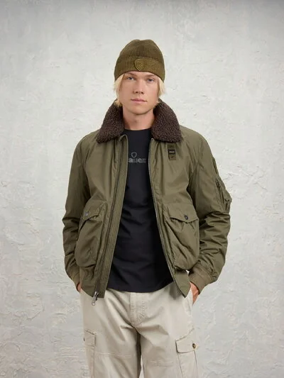 GLEASON BOMBER WITH ECO SHEEPSKIN COLLAR