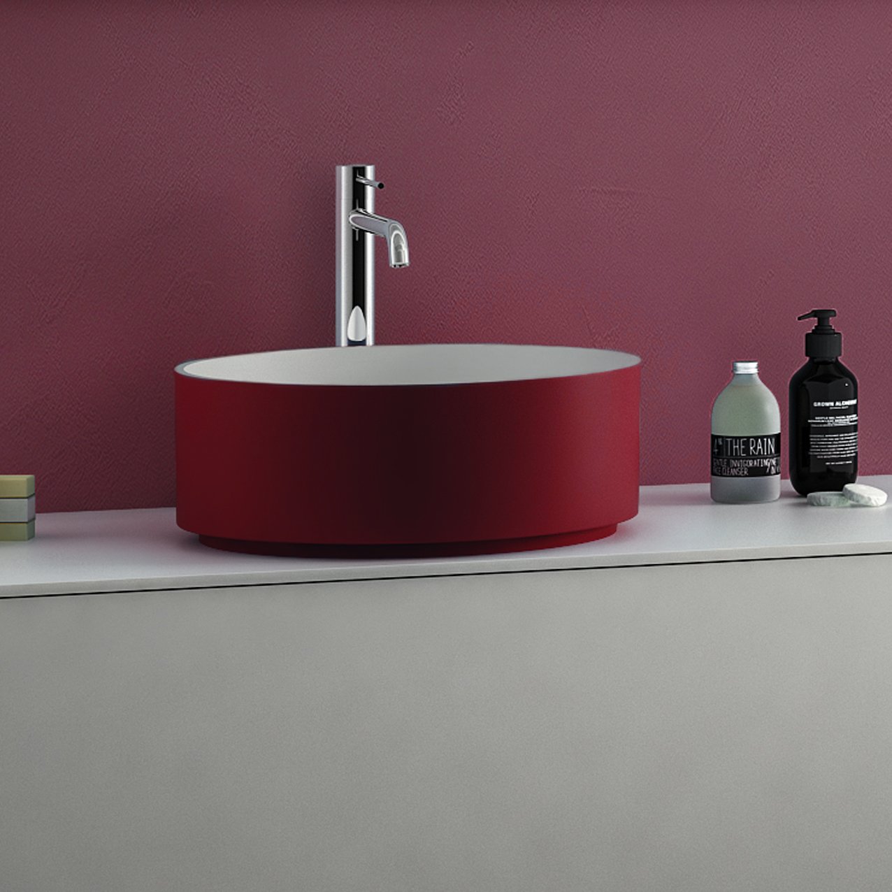 Tecnoril countertop washbasin - Red India