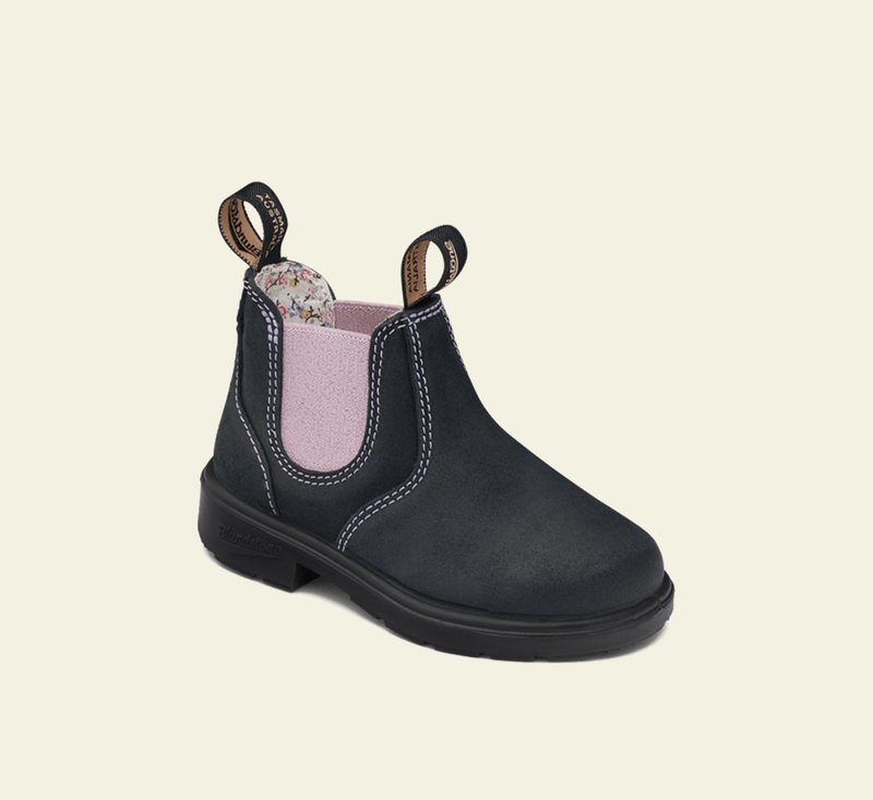 Boots #2195 - KIDS - Suede Navy & Pale Pink