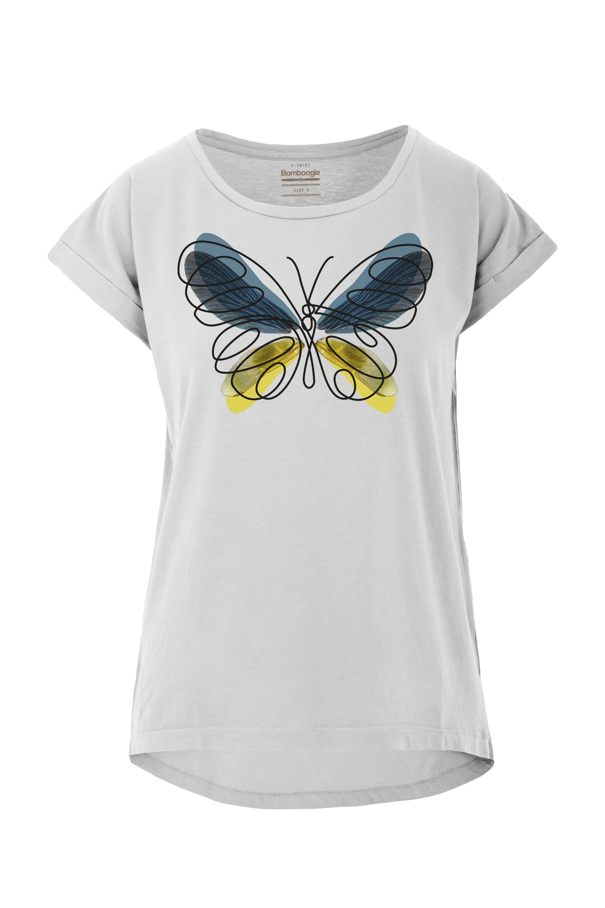 Baumwoll-T-Shirt mit Schmetterlingsstickerei