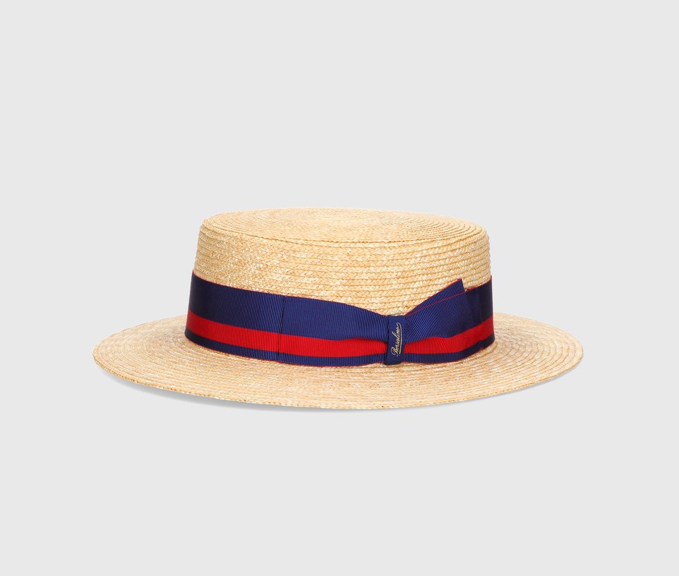 Magiostrina Braided straw boater striped hatband