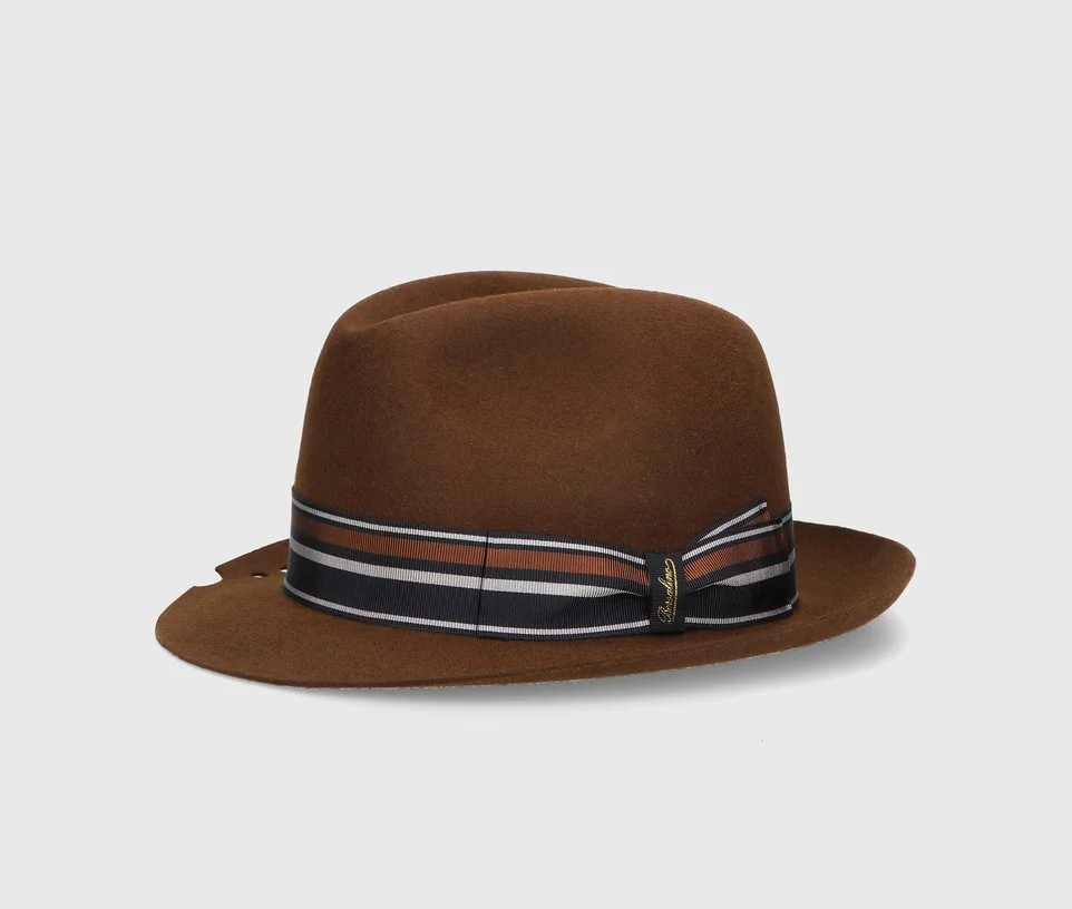 Damiano brushed felt striped hatband and die-cut