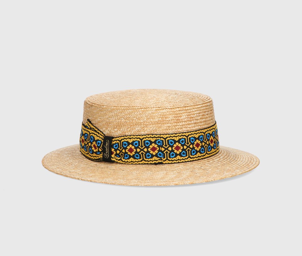 Magiostrina braided straw boater ethnic hatband