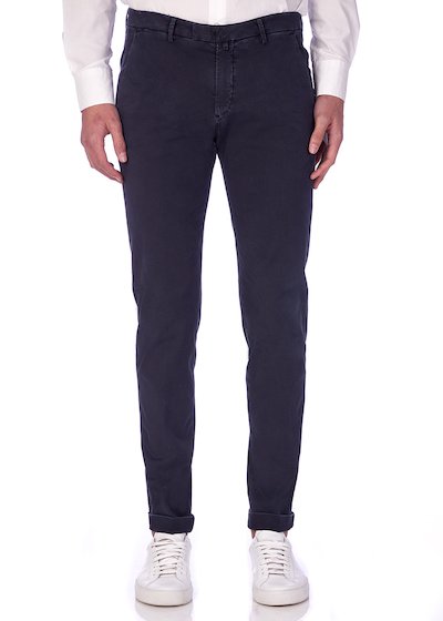 Slim fit slash pocket trousers tricot vintage effect with cuffs - Dark Blue