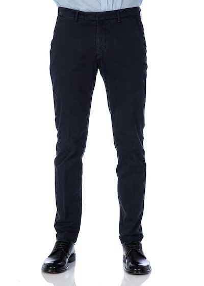 Satin slim fit slash pocket trousers - Blue Navy