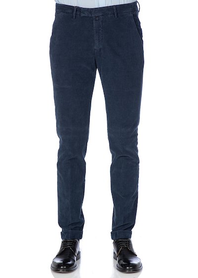 Velvet slim fit slash pocket trousers - Blue Navy