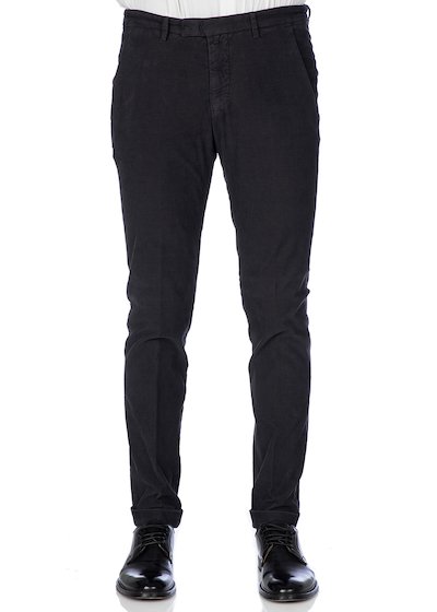 Pantalone tasca america slim fit con risvolto in velluto comfort - Grigio Antracite
