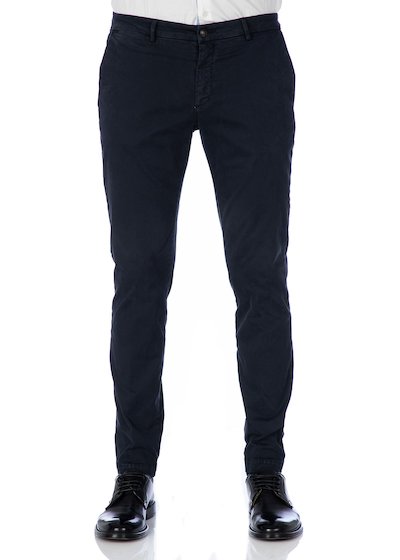 Satin slim fit slash pocket trousers - Blue Navy