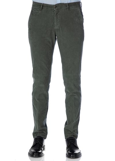 Gabardine slash pocket trousers with front edge - Dark Green