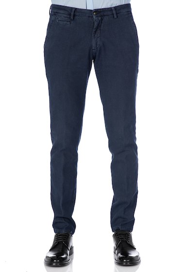 Vintage effect slash pocket trousers - Blue Navy
