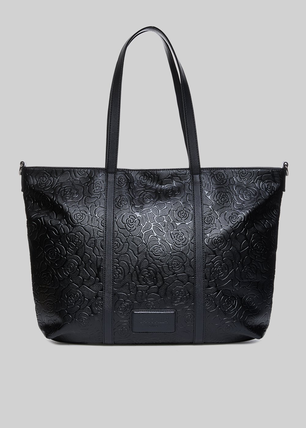Shopping bag Beyond con roses embossed - Black