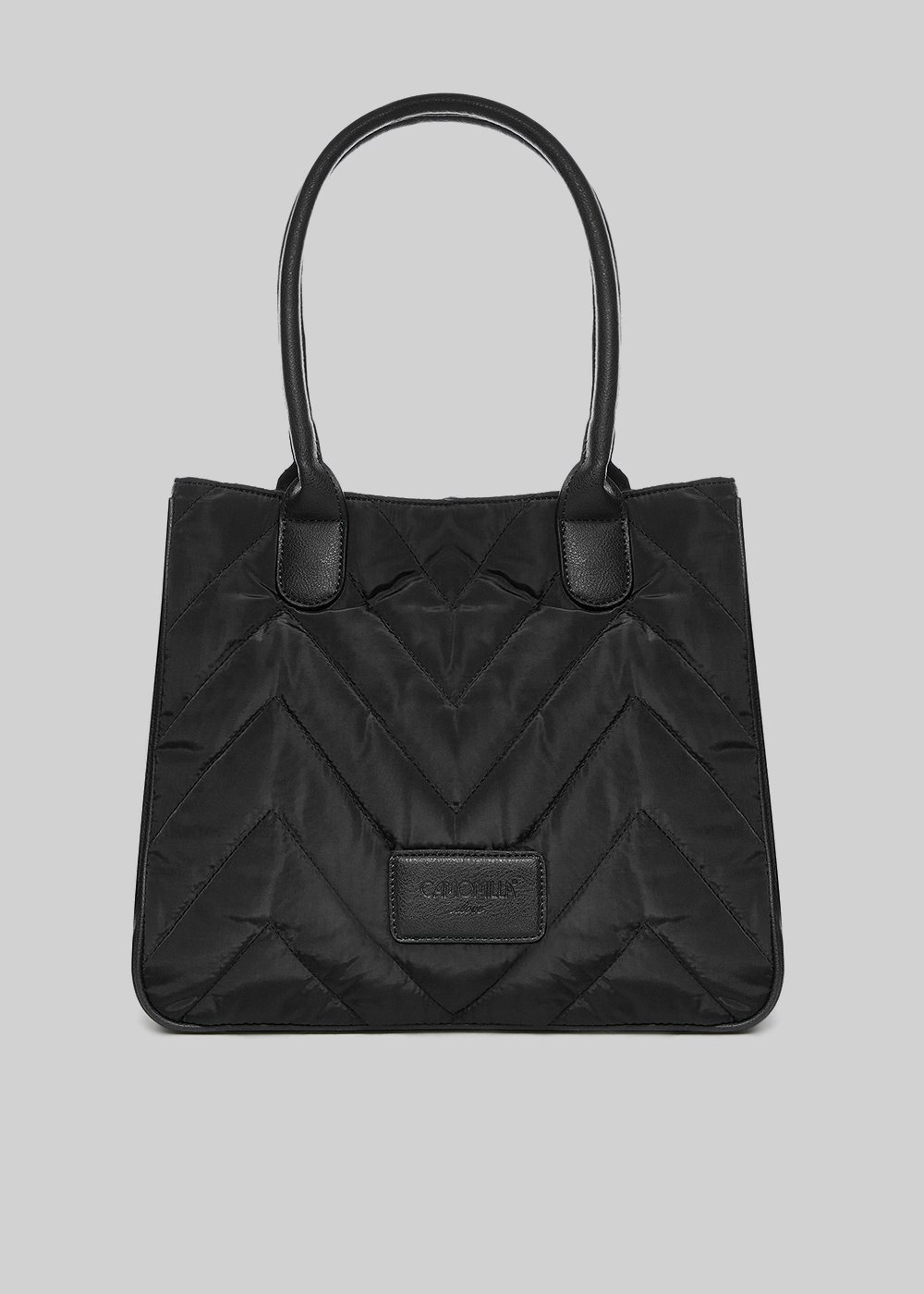 Biky shopping bag with faux leather handles - Black