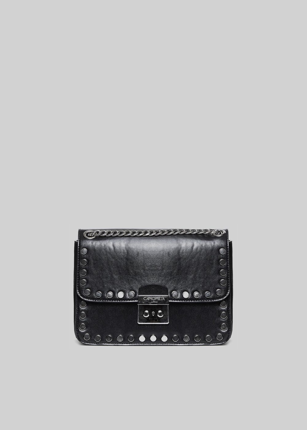 Brigida bag with metal closure and shoulder strap with chain - Black - Woman - Category image