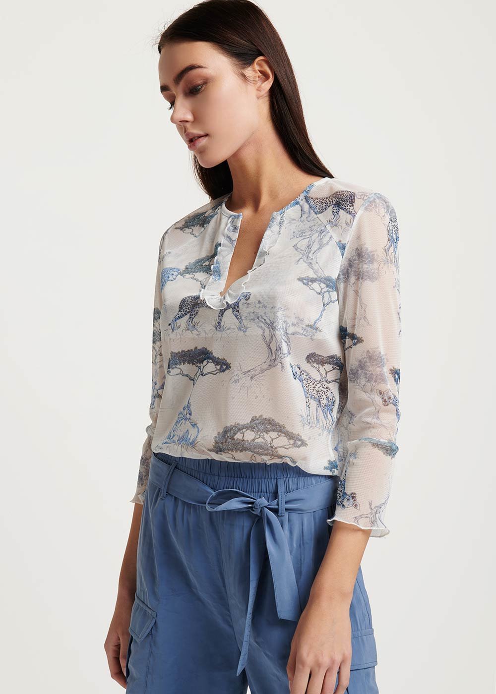 T-shirt Sirya stampa savana - White \ Avion Fantasia - Donna