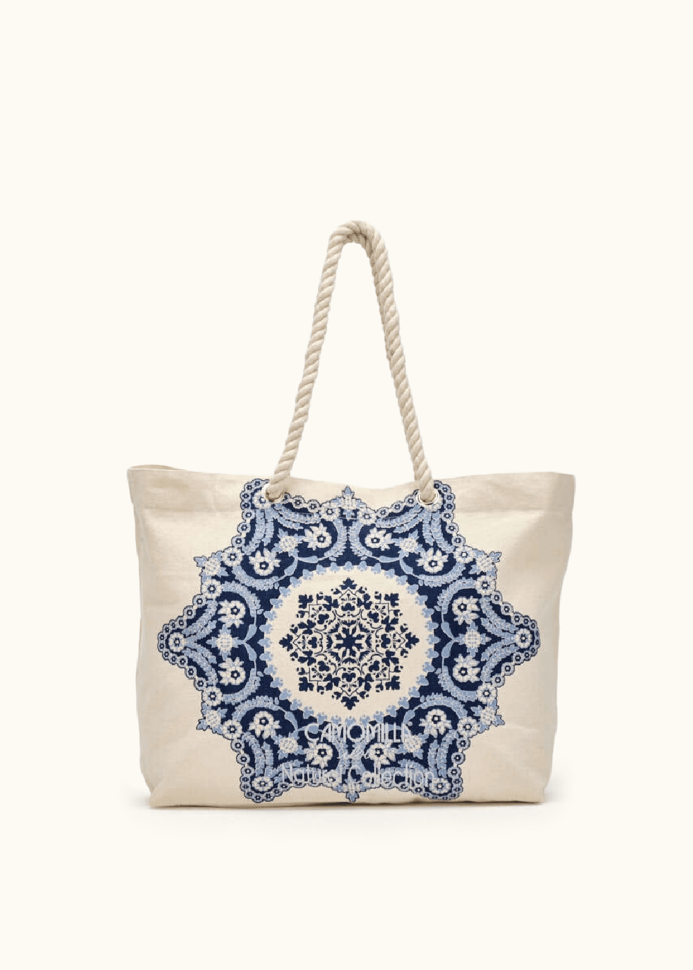 Brik canvas shopping bag with front print - Medium Blue - Woman