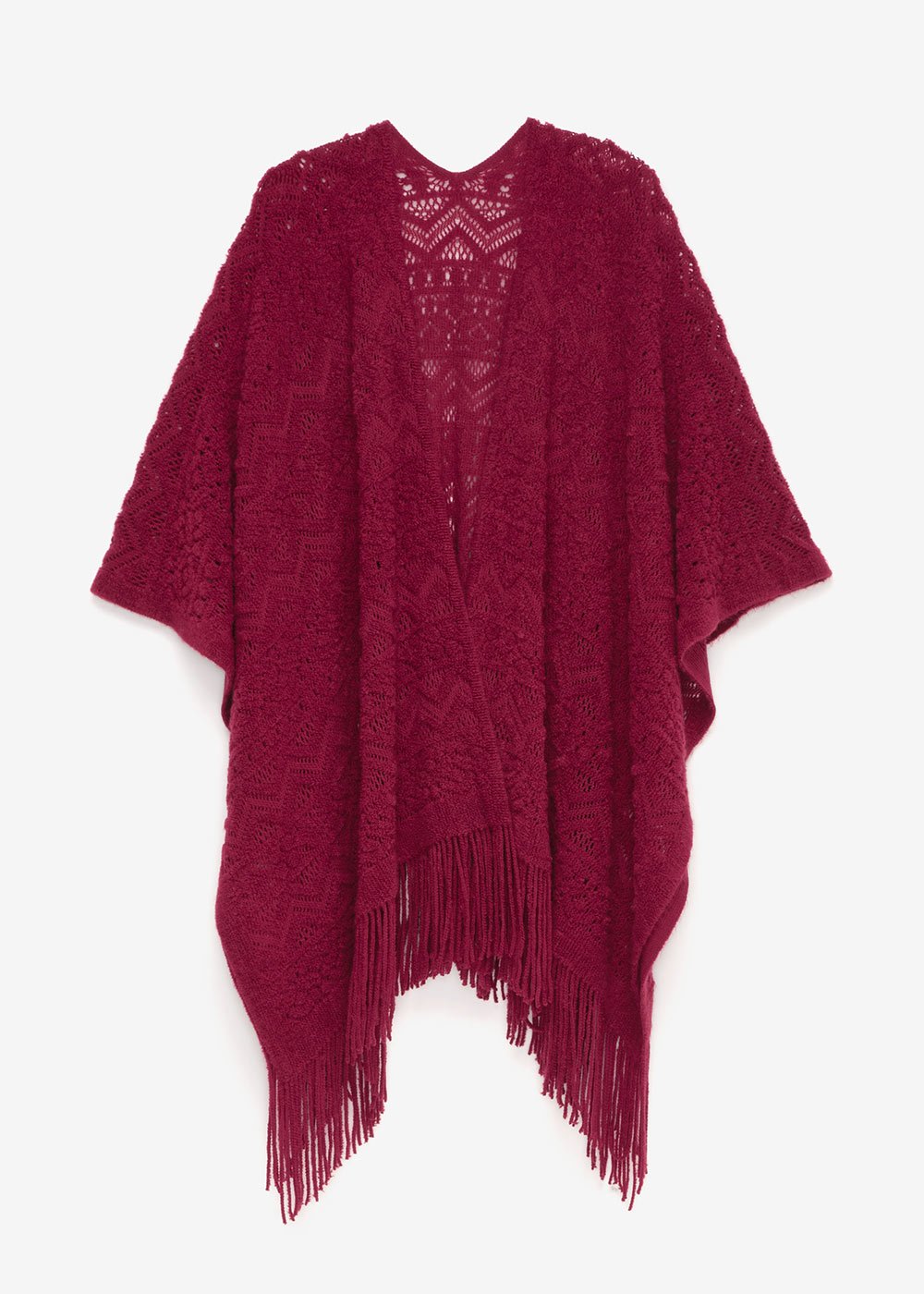 Marie cape with fringes - Purple - Woman