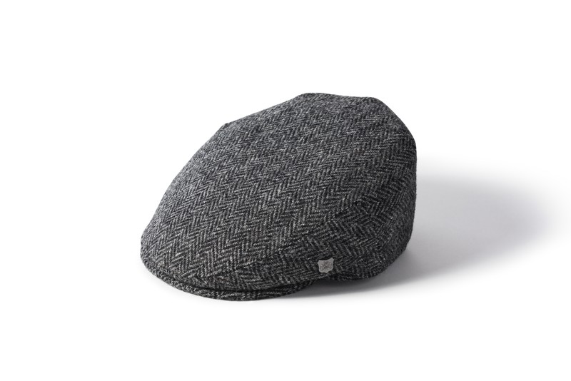 Grey Herringbone Harris Tweed Flat Cap