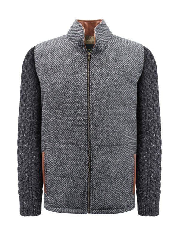 Grey Diamond Shackleton Jacket with Charcoal Cable Knit Sleeve