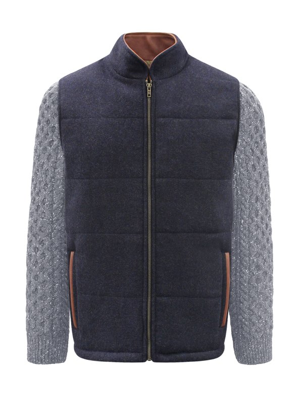 Navy Shackleton Jacket with Marl Navy Cable Knit Sleeve