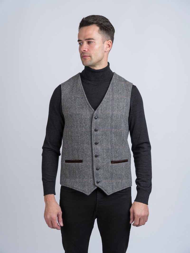 Grey Hunting Tweed Waistcoat & Vest