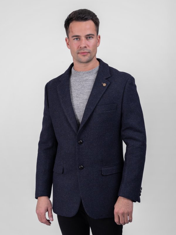 Ryan Dark Navy Classic Fit Tweed  Jacket And Blazer - Dark Blue