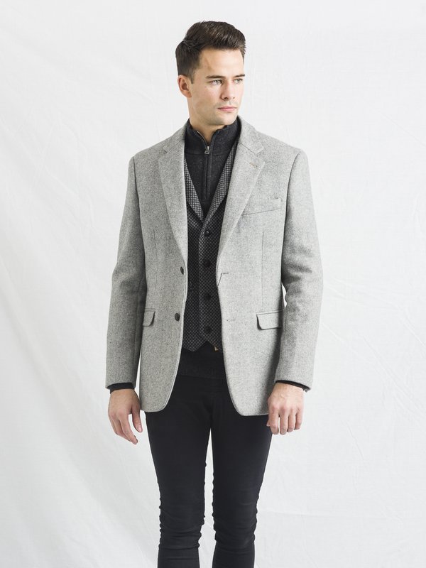 Muireann Light Grey Classic Fit Tweed Jacket and Blazer - Light Grey